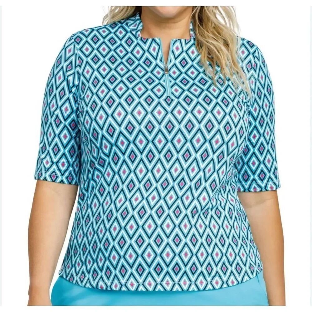 Tail Women's Tops Tail 1/4 Zip Notch Neck Print Golf Polo shirt size S NWT